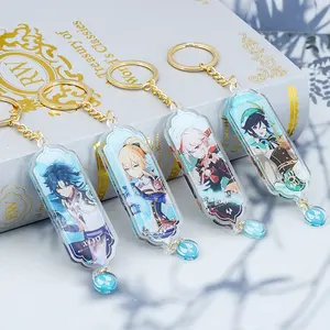 Wholesale Custom Double Side Sublimation Printed Logo Cute Anime Photo Epoxy Frosted Glitter Plastic Clear Acrylic Keychain