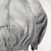 Sweat à capuche zippé oversize en coton délavé effet vieilli style streetwear personnalisé pour homme