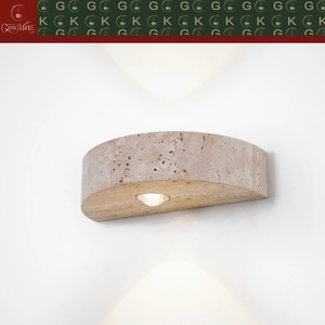 Lámpara de Pared de Media Luna en Travertino Beige para Dormitorio, Sala de Estar o Pasillo, con Doble Haz de Luz Ascendente y Descendente, GOLDKING, Fabricante OEM/ODM Directo de Fábrica - Product Image 2
