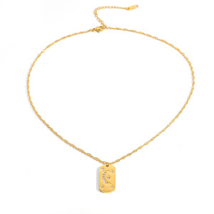 Collier en acier inoxydable plaqué or 18 carats avec pendentif cœur solitaire, chaîne de clavicule, bijou cadeau, accessoire de mode - Product Image 5