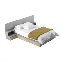 Ensemble de lit en bois sur mesure moderne pour auberge de jeunesse avec table de chevet, mobilier d'appartement de haute qualité