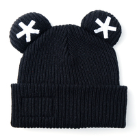 Pasamontañas con orejas de oso bordado acrílico personalizado, máscara de esquí de 1 Agujero, gorro para mujer, para montar y sombreros