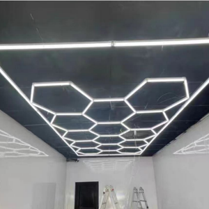 Lumières de <span class=keywords><strong>garage</strong></span> à DEL hexagonales personnalisées pour atelier, atelier, salle de sport, boutique, 5 systèmes de grille hexagonale - Product Image 4
