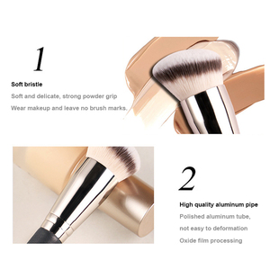 Brocha de Maquillaje con Mango de Madera y Etiqueta Personalizada, Brocha Oblicua para Base y Corrector, Herramienta de Belleza - Product Image 3
