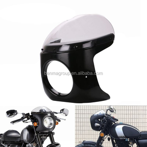Faro <span class=keywords><strong>Universal</strong></span> de 7 Pulgadas para Motocicleta, Estilo Retro <span class=keywords><strong>Cafe</strong></span> <span class=keywords><strong>Racer</strong></span>, con Parabrisas - Product Image 1