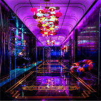 Comptoir de boîte de nuit LED moderne de luxe comptoir de bar LED rond en résine acrylique pour l'extérieur ou la maison ensemble de meubles de bar en bois