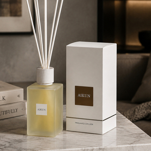 Aikun Large Capacity Frosted Glass <b>Reed</b> <b>Diffuser</b> Set with White Fiber Sticks for Home Hotel Lobby Gift Box Wholesale Bulk Sale - Product Image 1