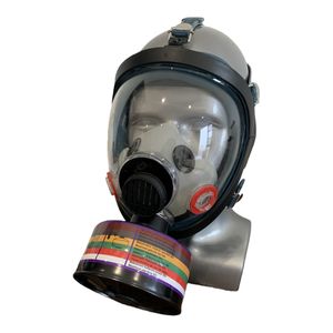 Filter proteksi ganda masker Gas keselamatan, masker wajah silikon pertempuran api - Product Image 1