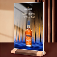 Magnifique présentoir en bois avec support de signalétique en acrylique transparent pour menu de table, étiquettes de prix, brochures et affiches en papier