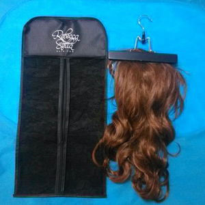 Customized Printing LOGO Luxury Non Woven Plastic Long Zip-lock Wig Hair Packaging Tote Storage Bags