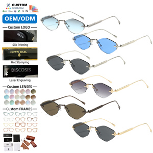 Occhiali <span class=keywords><strong>da</strong></span> Sole di Alta Gamma, Stile Retrò alla Moda, Poligonali Irregolari Ovali, Senza Montatura, in Metallo, Multicolore, UV400, Comodi, 2026 - Product Image 2