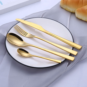 <span class=keywords><strong>1810</strong></span> Titanium Mạ Vàng <span class=keywords><strong>Flatware</strong></span> Nhà Hàng Khách Sạn Bộ Dao Kéo Cho Đám Cưới - Product Image 6