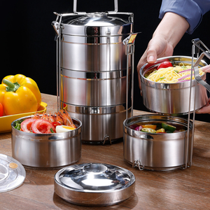 Hộp Đựng Tiffin Kim Loại Có Thể Xếp Chồng Hộp Đựng Thức Ăn Giữ Nhiệt Bằng Thép Không Gỉ 2/3/4 Lớp Hộp Cơm Trưa Cách Nhiệt Có Tay Cầm - Product Image 4
