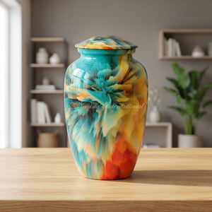 Ceramic Teardrop Urn Modern Artistic Design Pet <b>Casket</b> Durable Colorful Pattern - Product Image 5