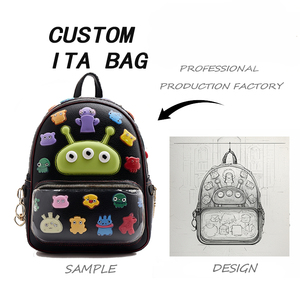 Sac à dos Ita Bag personnalisé unique <span class=keywords><strong>pour</strong></span> cosplay d'anime Helios Sol Invictus, en <span class=keywords><strong>toile</strong></span> dorée et cuir PU, avec <span class=keywords><strong>fenêtre</strong></span> transparente <span class=keywords><strong>pour</strong></span> épingles - Product Image 4