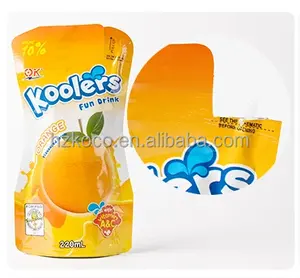 Plastic Stand Up Pouch Compound Bag Standing Juice Soft Drink Packaging Aluminum Plastic Bag With Inner Straw Or Cap