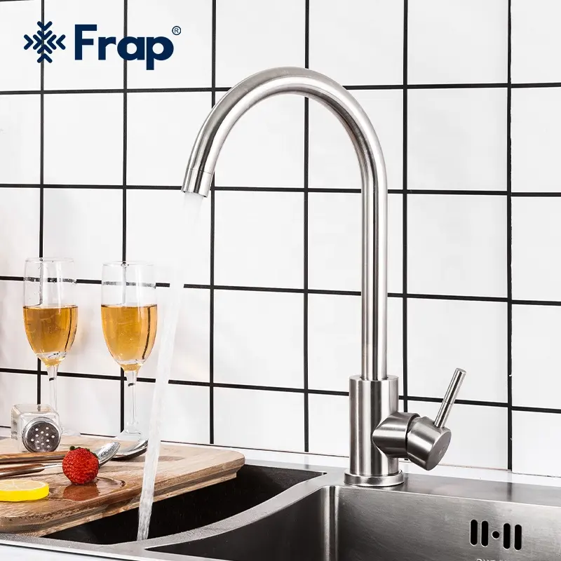 Stainless steel sanitary ware single handle kitchen faucet hole sink long neck taps commercial kitchen faucet F40899