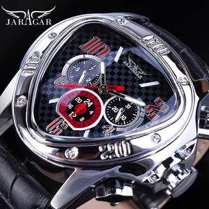 Montres mécaniques pour hommes JARAGAR 951 <span class=keywords><strong>de</strong></span> classe supérieure, design avec bracelet en cuir, trois <span class=keywords><strong>aiguilles</strong></span>, automatiques, étanches, pour hommes - Product Image 3