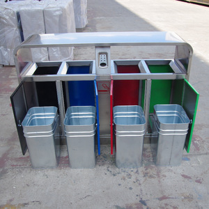Outdoor Stainless Steel Trash Can 4-Compartment Sorting <b>Bin</b> For Parks And Residential Areas - Product Image 3