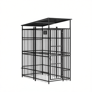 Black Powder Coated Steel Dog Kennel 19.8 Sq Ft Outdoor Pet Housing <b>Large</b> Breed Durable Rectangle Design - Product Image 1