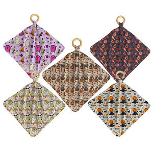 Оптовые детские двухслойные дышащие нагрудники-салфетки из 95% бамбука и 5% спандекса с кружевной застежкой, моющиеся, для мальчиков и девочек - Product Image 1