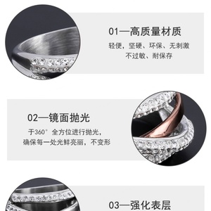 Anillo con Zirconia, Anillos de Acero Inoxidable para Mujer, Joyería Romántica, Accesorios de Diseño Sencillo - Product Image 6