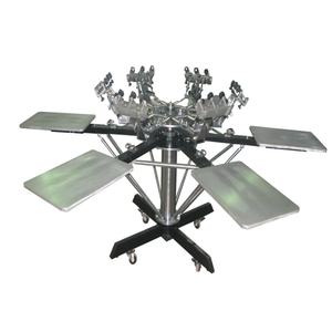 6-Station Automatic Manual Carousel Screen Printing Machine Low-Cost Multicolor Printers for Card Silk Garments <b>T</b>-<b>Shirts</b> Labels - Product Image 2
