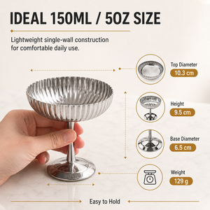 Bol à dessert chic et élégant en acier inoxydable 304 ondulé avec support, coupe à sundae pour crème glacée, yaourt, salade, collation, fête - Product Image 4