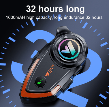 Y80-2X Full Duplex 500m Motorcycle Intercom Range Wireless Headphones for Helmet Clear Sound Quality Waterproof FM Radio 25h