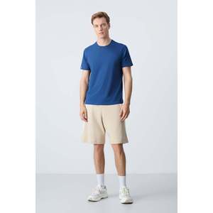 Shorts pour homme en coton beige, épais, doux, texturé, coupe standard, basique - 81280 - Beige - Product Image 2