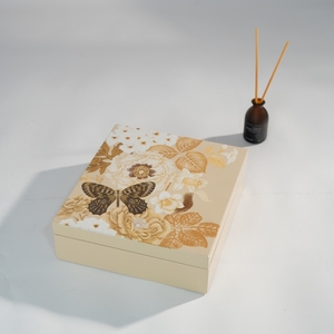 Decorative Lacquer <b>Box</b> With Artistic Flower Design Premium Wooden Keepsake <b>Box</b> With Internal Compartments For Styling - Product Image 1