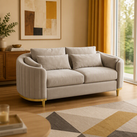 Canapé d'angle moderne de luxe léger trois places en velours gris capitonné, ensemble combiné pour appartement - Meilleures ventes