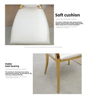 Chaise de salle à manger moderne et décontractée en acier inoxydable, coussin souple, dossier durable pour l'extérieur, salon, mariage, appartement