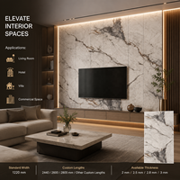 Panneau mural en PVC MORLENX, feuille de marbre UV veiné beige clair, pour projets résidentiels haut de gamme
