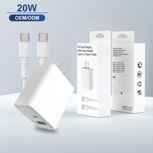 Oem gói cổng kép 20 Wát USB Type-C nhanh PD <span class=keywords><strong>Power</strong></span> <span class=keywords><strong>Adapter</strong></span> tường sạc với 60 Wát phí cáp cho điện thoại di động sạc - Product Image 1
