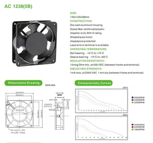 Yccventilador ul ce 220v ac ventilador de refrigeração, 120x120x38mm ventilador, fábrica, bom preço