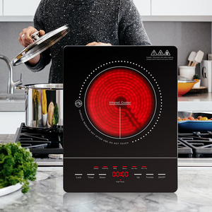 Cuisinière à Induction électrique 3500W, appareil à brûleur unique, plaque de verre en céramique or noir - Product Image 1