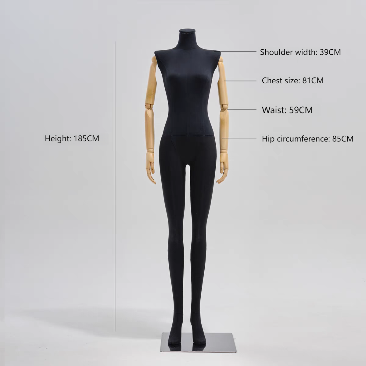 Black full body flat cover wooden hand silver square foot base