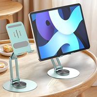 Support de tablette universel rotatif en alliage d'aluminium, pliable, réglable, anti-poussière, portable, pour lit et bureau, pour smartphone