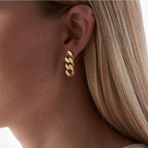Fashion Punk Link <b>Chain</b> <b>Stud</b> <b>Earrings</b> for Women Cuban Golden Plated Dangle Rock <b>Earrings</b> Jewelry Gift Wholesale - Product Image 1