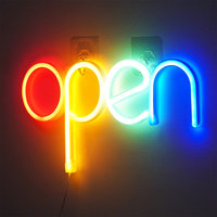 Enseigne néon LED ouverte, lumière de nuit colorée, lettres lumineuses décoratives pour voiture, bar, pub, hôtel, café - Étanche IP65