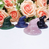 Venta de fábrica, cristales de piedras preciosas curativas talladas a mano, sombrero de bruja, sombrero de mago de cuarzo rosa para Halloween