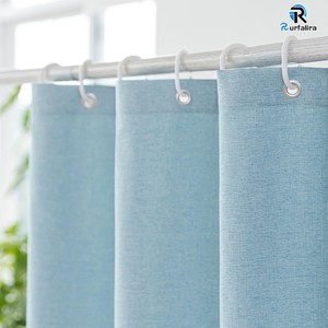 <span class=keywords><strong>Rideau</strong></span> <span class=keywords><strong>de</strong></span> <span class=keywords><strong>douche</strong></span> bleu clair en faux lin 160 GSM en polyester cationique, résistant et hydrofuge pour une décoration <span class=keywords><strong>de</strong></span> salle <span class=keywords><strong>de</strong></span> bain minimaliste - Product Image 2