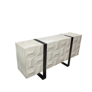 Minimalist Modern <b>Sideboard</b>, 3D Geometric Pattern Buffet Cabinet, Storage for Nordic Wabi-Sabi Home - Product Image 5