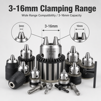 Mandrin de perçage robuste de 3-16 mm à clé pour perceuse d'établi, montage B16 B18