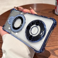 Étui de téléphone portable transparent anti-chute à quatre coins avec airbag pour Huawei Mate 80, étui de protection anti-chute en acrylique avec support magnétique
