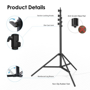 RAUBAY Soporte de Luz de 10 pies con Amortiguación de Aire, Soporte de Luz de Fotografía de Aluminio Resistente Ajustable, Trípode de Iluminación de Estudio - Product Image 5