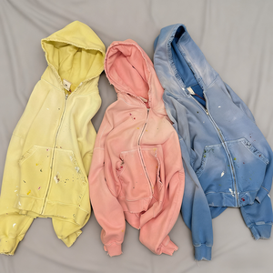 <span class=keywords><strong>Felpa</strong></span> <span class=keywords><strong>con</strong></span> <span class=keywords><strong>Cappuccio</strong></span> Personalizzata Streetwear Unisex 500 Gsm Oversize <span class=keywords><strong>Rosa</strong></span> Effetto Lavaggio Acido Vintage <span class=keywords><strong>con</strong></span> Strappi e Cerniera - Product Image 4