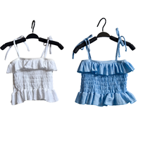 Ensemble de vêtements pour filles, deux pièces, ensemble de vêtements pour enfants, ensemble en crêpe Jenner pour filles, costume d'été, vêtements avec bretelles et pantalon évasé