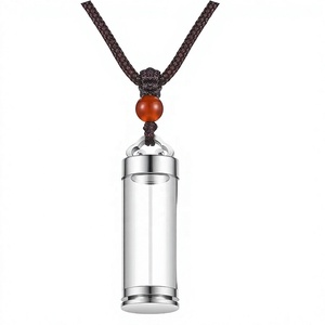 Kalung liontin perhiasan hadiah untuk orang tersayang, botol kaca penyimpanan abu baja tahan karat DIY yang modis dan menawan. - Product Image 2